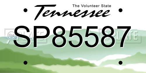 SP85587 Tennessee License Plate