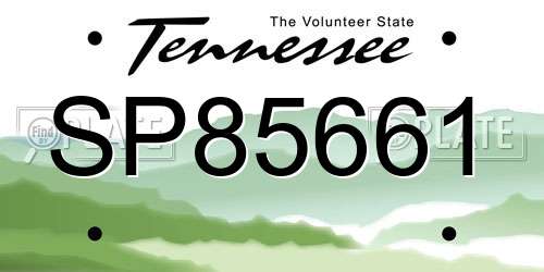 SP85661 Tennessee License Plate