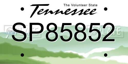 SP85852 Tennessee License Plate