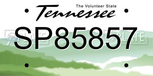 SP85857 Tennessee License Plate
