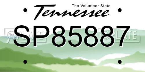 SP85887 Tennessee License Plate