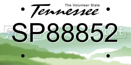 SP88852 Tennessee License Plate