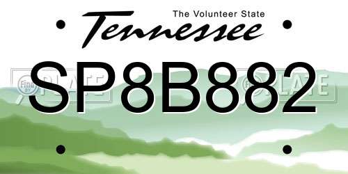 SP8B882 Tennessee License Plate