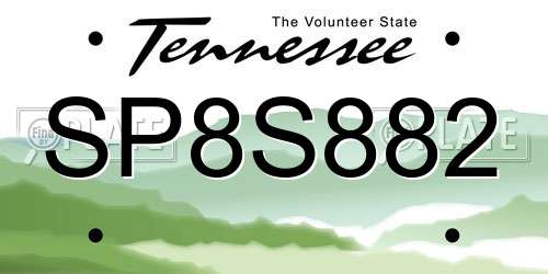 SP8S882 Tennessee License Plate