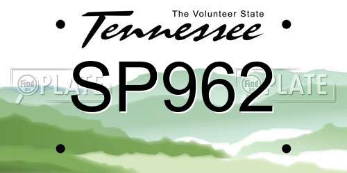 SP962 Tennessee License Plate