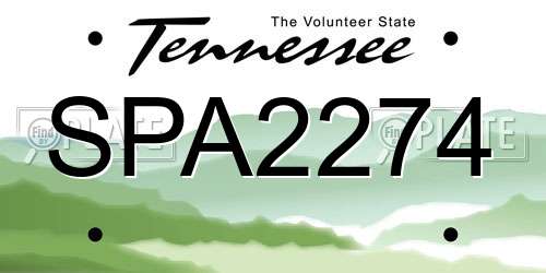 SPA2274 Tennessee License Plate