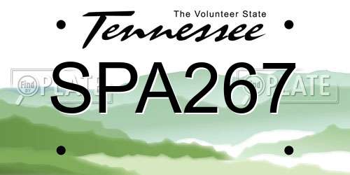 SPA267 Tennessee License Plate