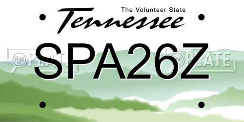 SPA26Z Tennessee License Plate