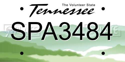 SPA3484 Tennessee License Plate