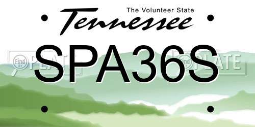 SPA36S Tennessee License Plate