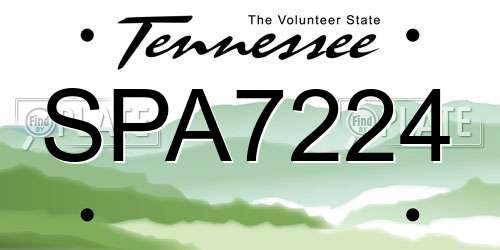 SPA7224 Tennessee License Plate