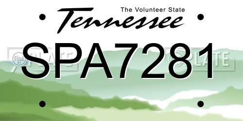 SPA7281 Tennessee License Plate