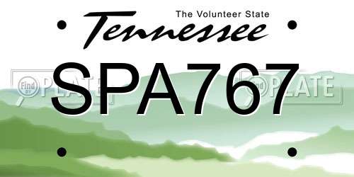 SPA767 Tennessee License Plate