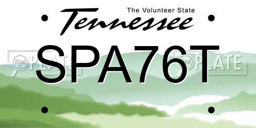 SPA76T Tennessee License Plate