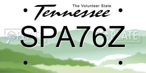 SPA76Z Tennessee License Plate