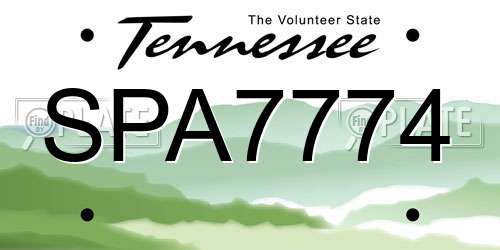 SPA7774 Tennessee License Plate