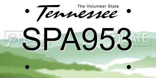 SPA953 Tennessee License Plate
