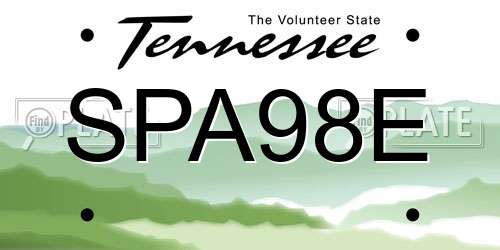 SPA98E Tennessee License Plate