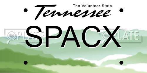 SPACX Tennessee License Plate