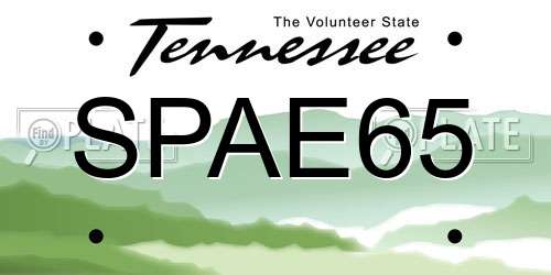 SPAE65 Tennessee License Plate