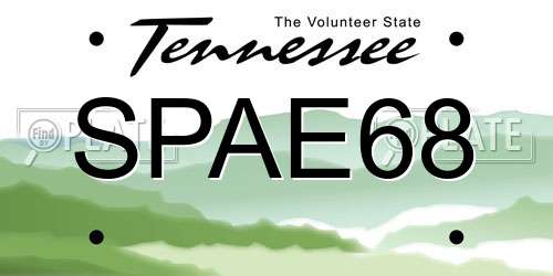 SPAE68 Tennessee License Plate