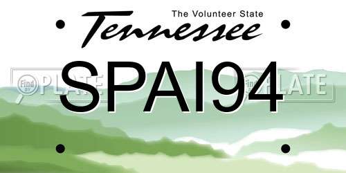 SPAI94 Tennessee License Plate