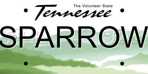 SPARROW Tennessee License Plate