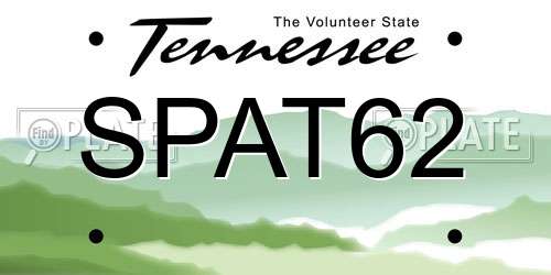 SPAT62 Tennessee License Plate