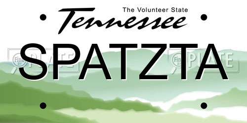 SPATZTA Tennessee License Plate