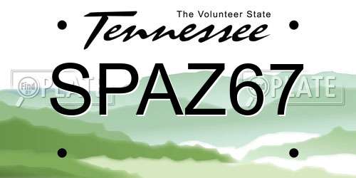 SPAZ67 Tennessee License Plate