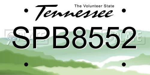 SPB8552 Tennessee License Plate