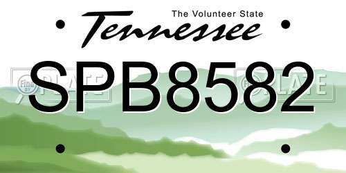 SPB8582 Tennessee License Plate