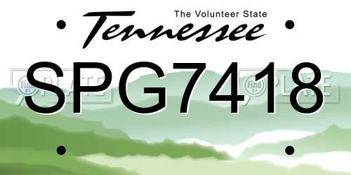 SPG7418 Tennessee License Plate