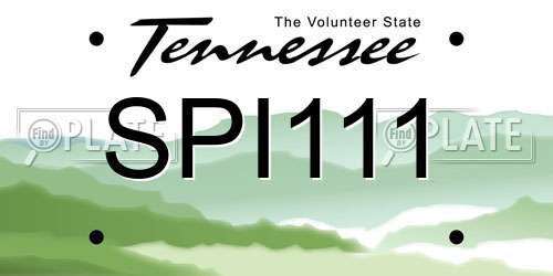 SPI111 Tennessee License Plate