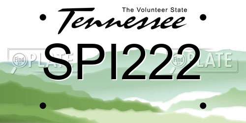 SPI222 Tennessee License Plate