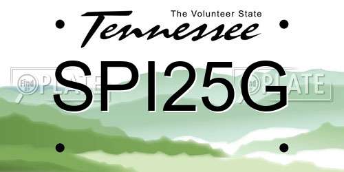 SPI25G Tennessee License Plate
