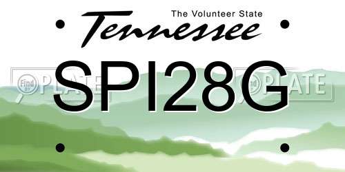 SPI28G Tennessee License Plate