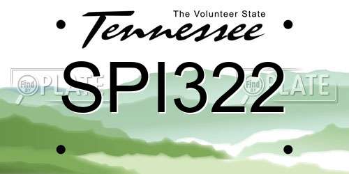 SPI322 Tennessee License Plate