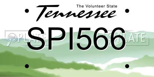 SPI566 Tennessee License Plate