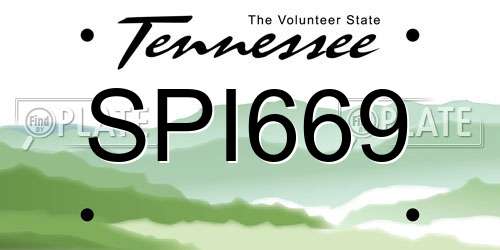 SPI669 Tennessee License Plate