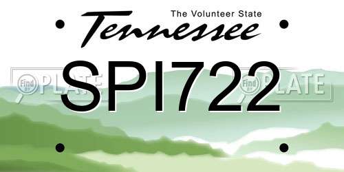 SPI722 Tennessee License Plate