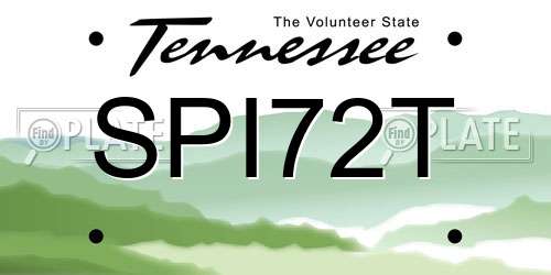 SPI72T Tennessee License Plate