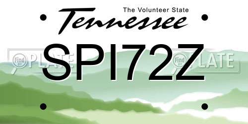 SPI72Z Tennessee License Plate
