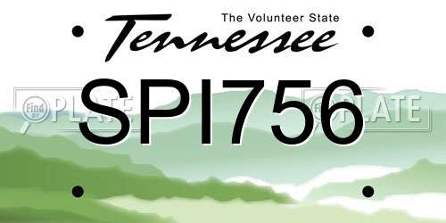 SPI756 Tennessee License Plate