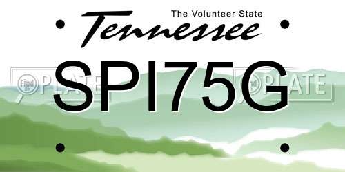 SPI75G Tennessee License Plate