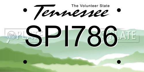 SPI786 Tennessee License Plate