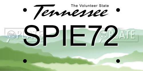 SPIE72 Tennessee License Plate