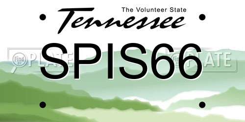 SPIS66 Tennessee License Plate