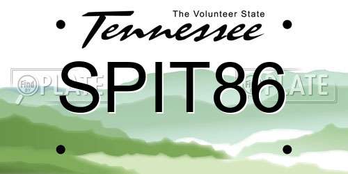 SPIT86 Tennessee License Plate