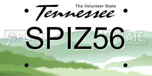 SPIZ56 Tennessee License Plate